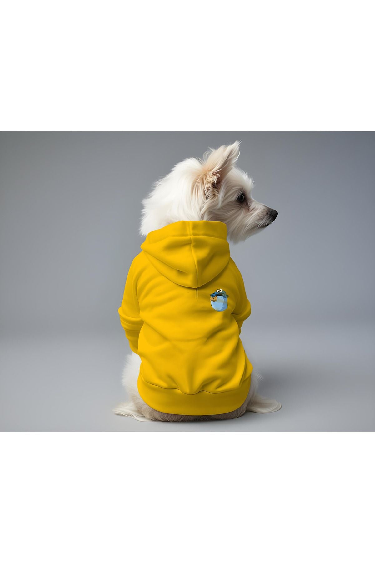 Kedi ve Köpek Kıyafeti & Elbisesi - Sarı Hoodie Kurabiye Cep
