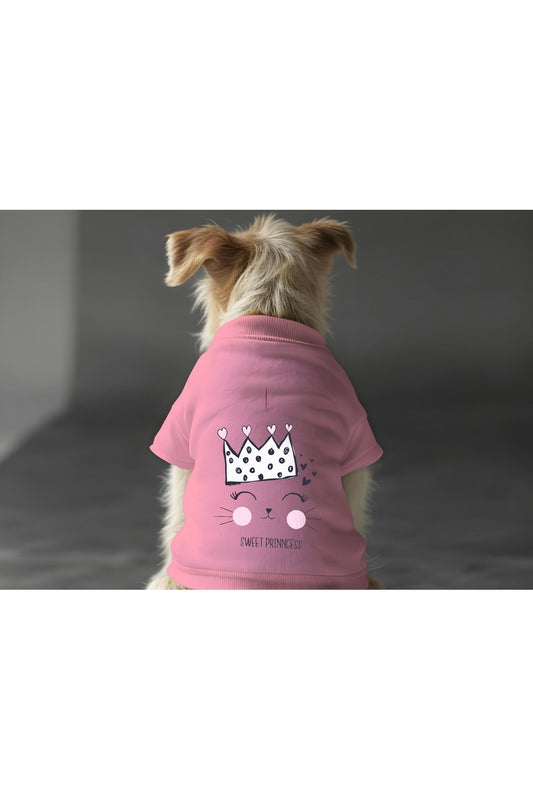 Kedi ve Köpek Kıyafeti & Elbisesi - Pembe Sweatshirt Sweet Prenses