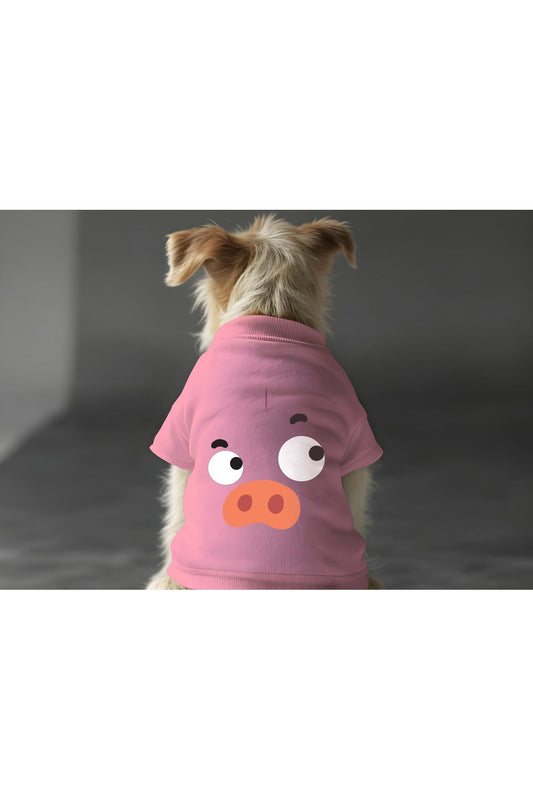 Kedi ve Köpek Kıyafeti & Elbisesi - Pembe Sweatshirt Vektör Domuz