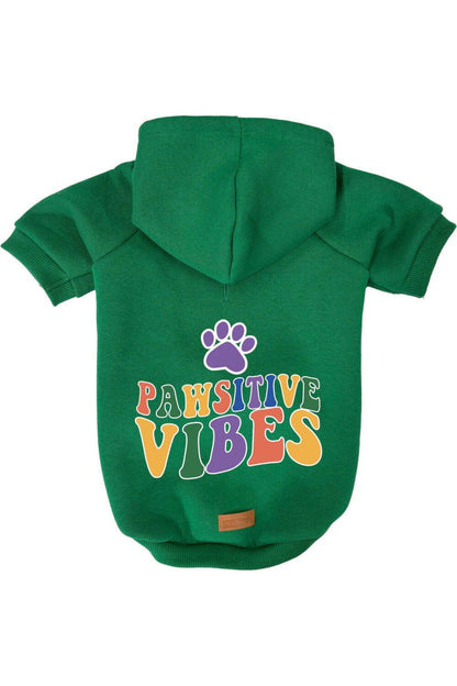 Kedi ve Köpek Kıyafeti & Elbisesi - Yeşil Hoodie Pawsitive Vibes
