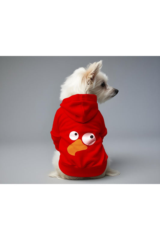 Kedi ve Köpek Kıyafeti & Elbisesi - Kırmızı Hoodie Vektör Kuş