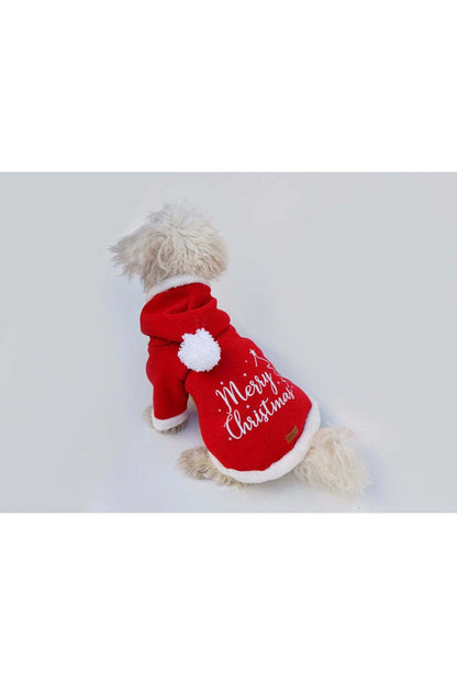 Kedi ve Köpek Kıyafeti & Elbisesi - Merry Christmas Noel Uzun Ponponlu Kostüm