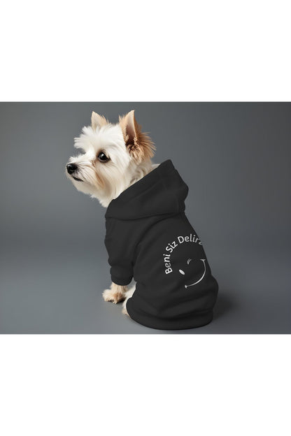 Kedi ve Köpek Kıyafeti & Elbisesi - Siyah Hoodie Beni Siz Delirttiniz