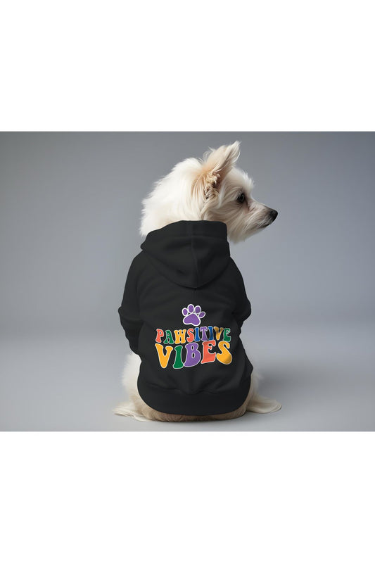 Kedi ve Köpek Kıyafeti & Elbisesi - Siyah Hoodie Pawsitive Vibes