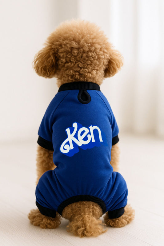 Kedi ve Köpek Kıyafeti & Elbisesi - Saks Mavi 4 Bacak Tulum Ken