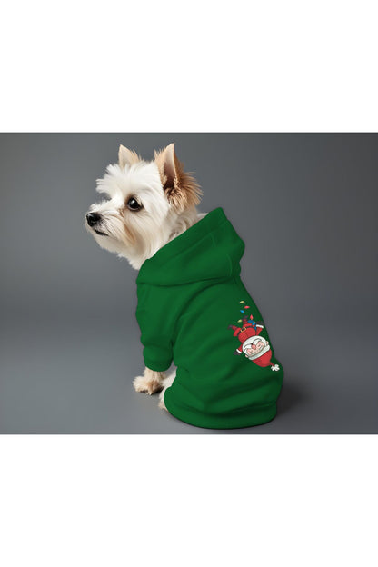 Kedi ve Köpek Kıyafeti & Elbisesi - Yeşil Hoodie Ters Noel
