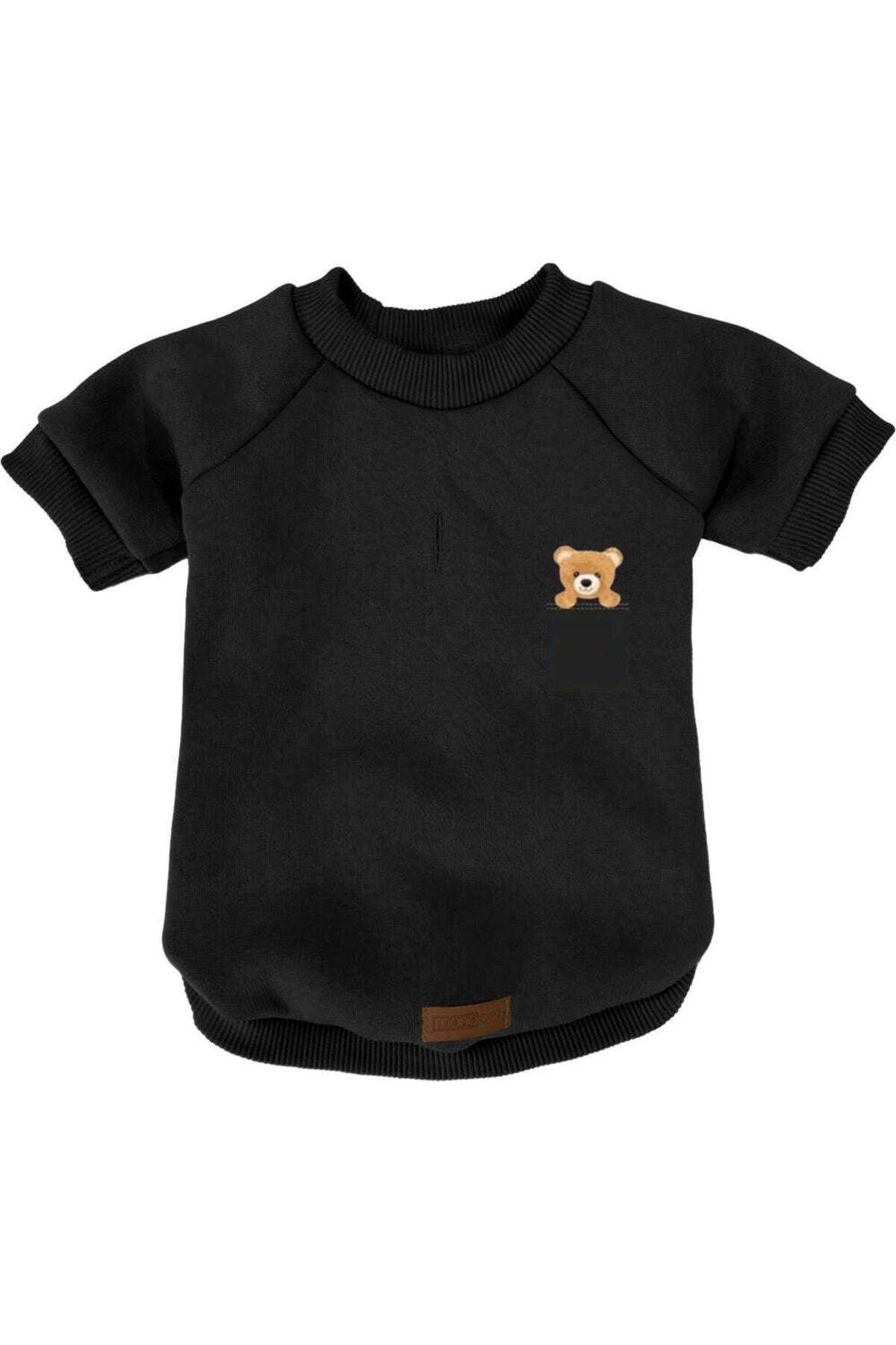Kedi ve Köpek Kıyafeti & Elbisesi - Siyah Sweatshirt Ayı Cep