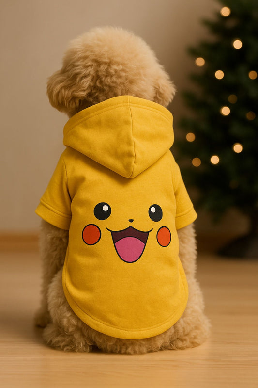 Kapüşonlu Sweatshirt Köpek ve Kedi Kıyafeti  Sarı Pikaçu