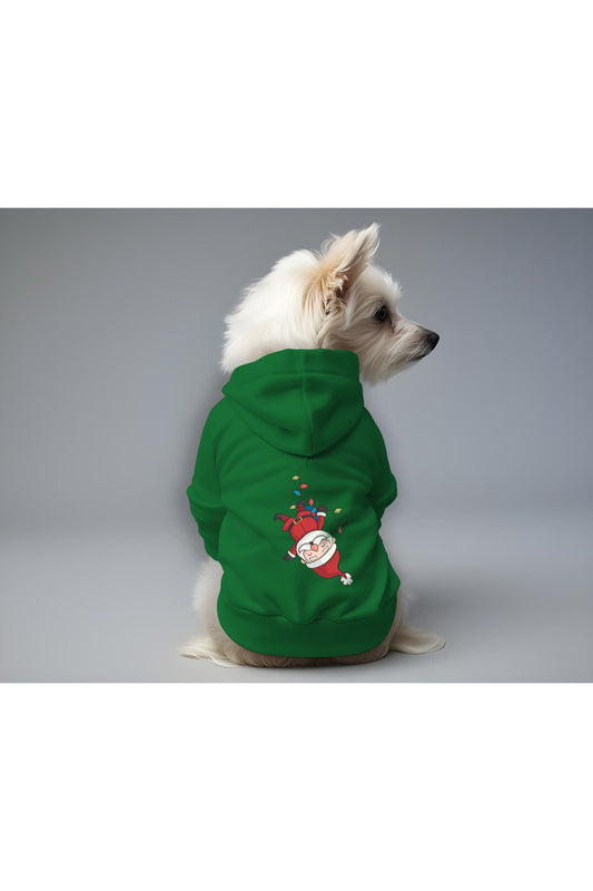 Kedi ve Köpek Kıyafeti & Elbisesi - Yeşil Hoodie Ters Noel