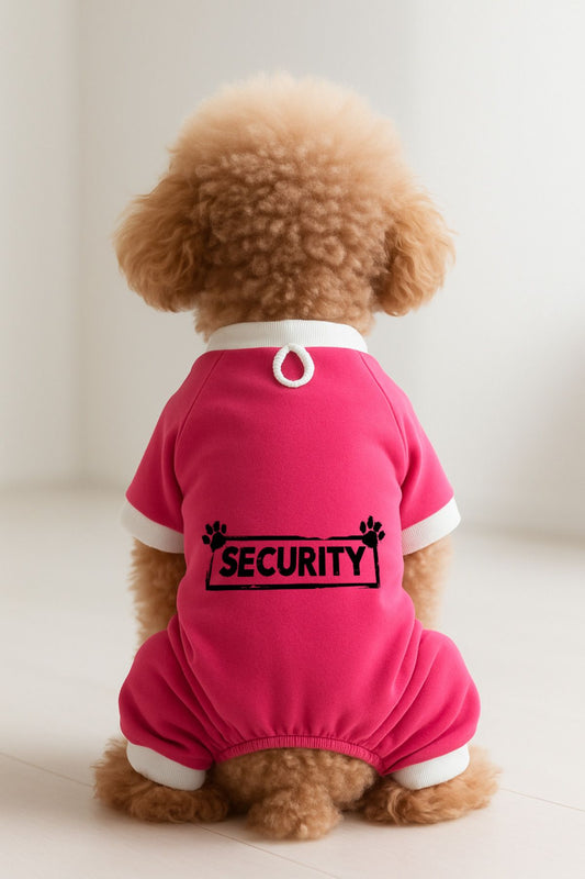 Kedi ve Köpek Kıyafeti & Elbisesi - Pembe 4 Bacak Tulum Security