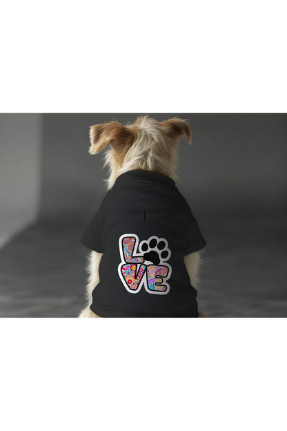 Kedi ve Köpek Kıyafeti & Elbisesi - Siyah Sweatshirt Renkli Love