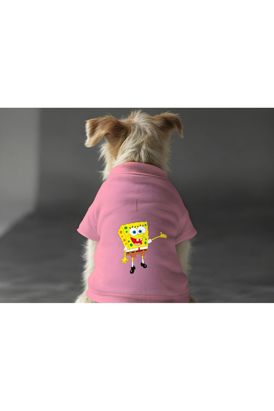 Kedi ve Köpek Kıyafeti & Elbisesi - Pembe Sweatshirt Sünger Bob
