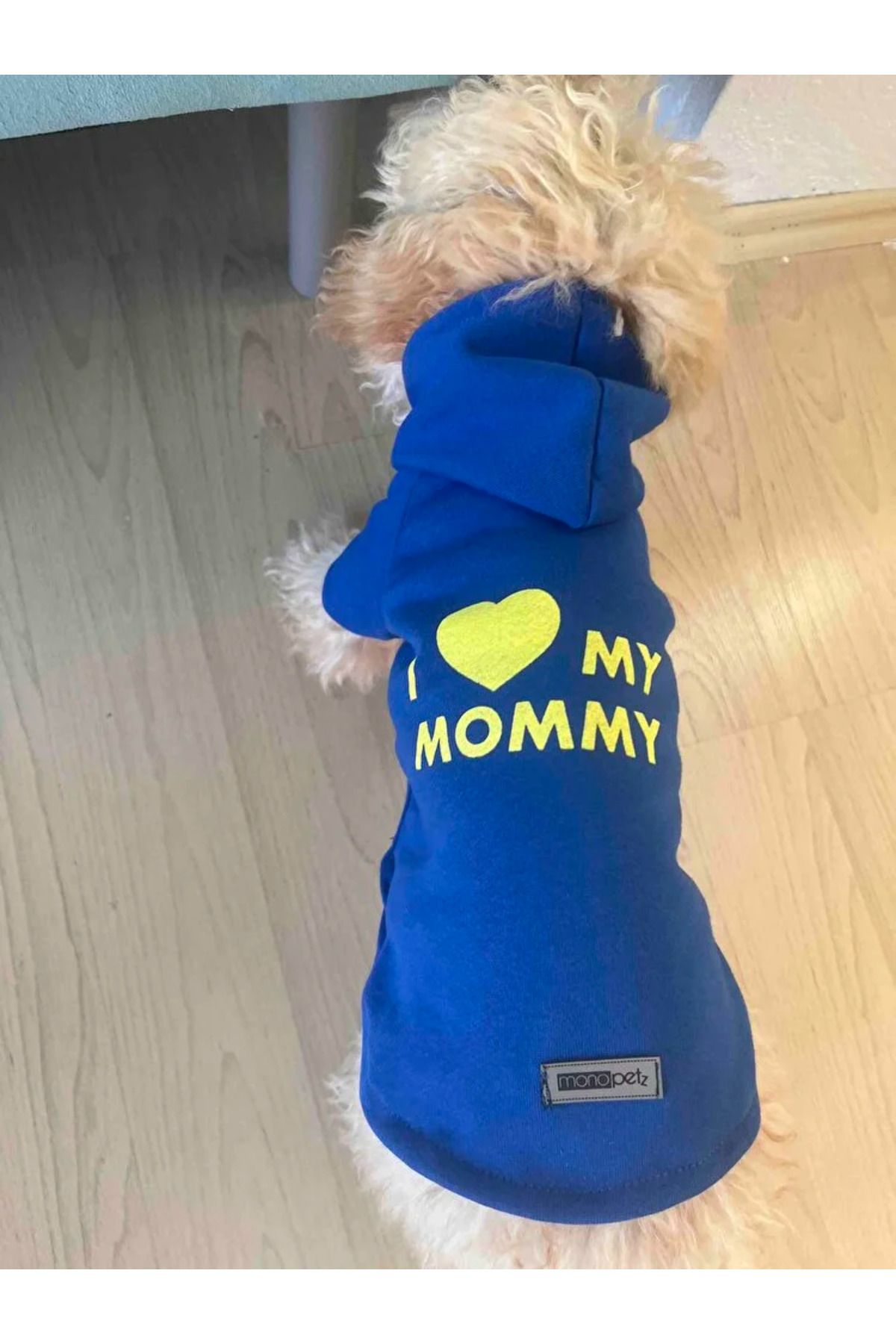 Kapüşonlu Sweatshirt Köpek Ve Kedi Kıyafeti Bebe Mavi I Love Mommy