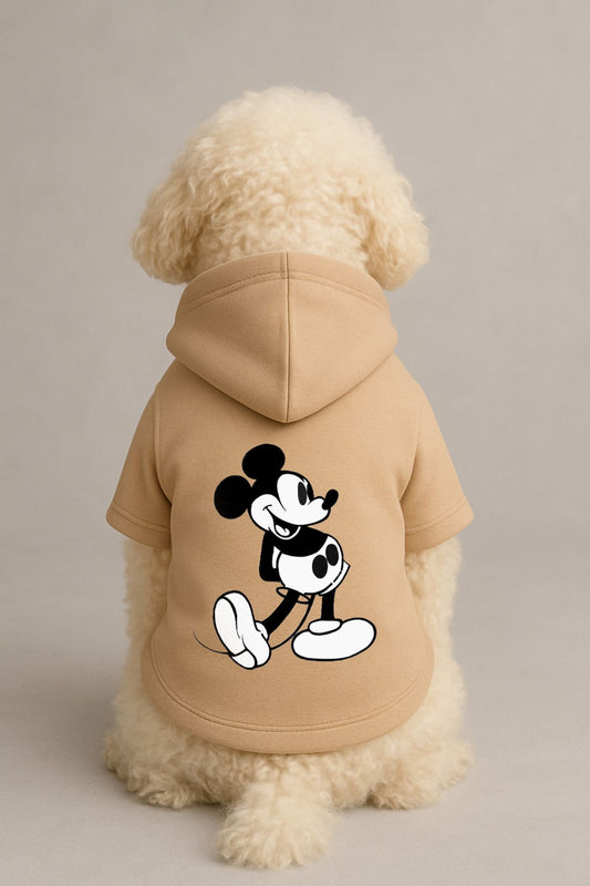 Kapişonlu Sweatshirt Köpek Ve Kedi Kıyafeti   Pudra Mickey Mouse